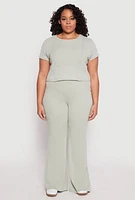 Womens Plus Almost Famous Acid Wash Flare Pants,