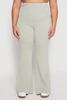 Womens Plus Almost Famous Acid Wash Flare Pants, Green,