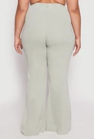 Womens Plus Almost Famous Acid Wash Flare Pants, Green,