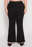 Womens Plus Size Almost Famous High Waist Flare Pants, Black, Size 1X