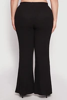 Womens Plus Size Almost Famous High Waist Flare Pants, Black, Size 1X