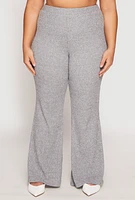 Womens Plus Size Almost Famous High Waist Flare Pants, Grey, Size 3X