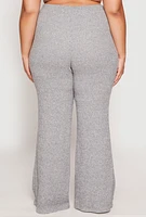 Womens Plus Size Almost Famous High Waist Flare Pants, Grey, Size 3X