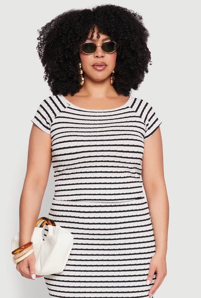 Womens Plus Size Almost Famous Striped Side Slit Skirt, Multi, Size 1X