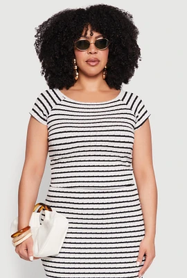 Womens Plus Size Almost Famous Striped Side Slit Skirt, Multi, Size 1X
