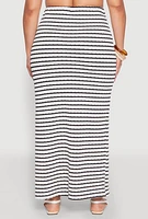 Womens Plus Almost Famous Textured Knit Striped Side Slit Skirt, Multi,
