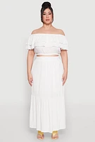 Womens Plus Size Almost Famous Slit Front Tiered Skirt, White, Size 1X