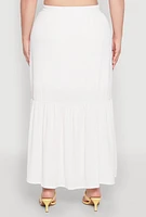 Womens Plus Size Almost Famous Slit Front Tiered Skirt, White, Size 1X