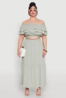 Womens Plus Size Almost Famous Slit Front Tiered Skirt, Green, Size 3X