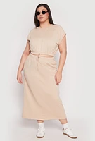 Womens Plus Fleece Toggle Drawstring Waist Skirt, 3X