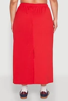 Womens Plus Size Fleece Toggle Drawstring Waist Skirt, Red, Size 3X