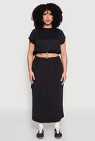 Womens Plus Almost Famous Back Slit Cargo Skirt, 1X