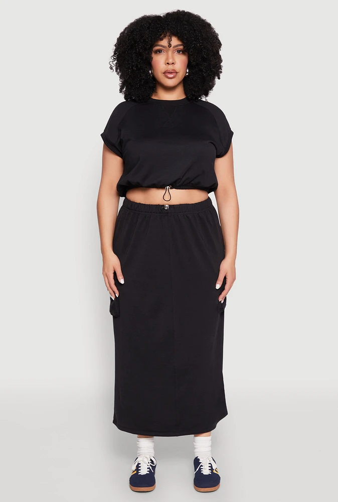 Womens Plus Almost Famous Back Slit Cargo Skirt,