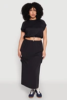 Womens Plus Almost Famous Back Slit Cargo Skirt, 1X