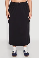 Womens Plus Almost Famous Back Slit Cargo Skirt, 1X