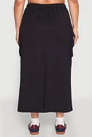 Womens Plus Almost Famous Back Slit Cargo Skirt, 1X