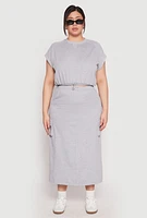 Womens Plus Almost Famous Back Slit Cargo Skirt, Grey,