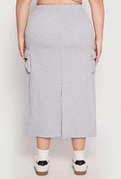 Womens Plus Almost Famous Back Slit Cargo Skirt, Grey,