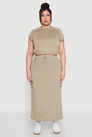 Womens Plus Size Almost Famous Back Slit Cargo Skirt, Green, Size 2X