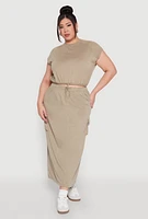 Womens Plus Size Almost Famous Back Slit Cargo Skirt, Green, Size 2X