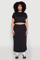 Womens Plus Size Almost Famous Toggle Drawstring Hem Sweatshirt, Black, Size 3X