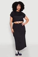 Womens Plus Size Almost Famous Toggle Drawstring Hem Sweatshirt, Black, Size 3X