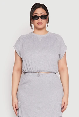 Womens Plus Size Almost Famous Toggle Drawstring Hem Sweatshirt, Grey, Size 1X