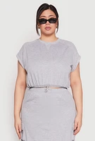 Womens Plus Size Almost Famous Toggle Drawstring Hem Sweatshirt, Grey, Size 2X