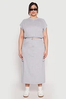 Womens Plus Size Almost Famous Toggle Drawstring Hem Sweatshirt, Grey, Size 2X