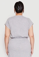 Womens Plus Size Almost Famous Toggle Drawstring Hem Sweatshirt, Grey, Size 2X