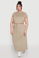 Womens Plus Size Almost Famous Toggle Drawstring Hem Sweatshirt, Beige, Size 3X