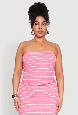 Womens Plus Almost Famous Striped Sweetheart Neckline Tube Top,