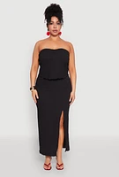 Womens Plus Size Almost Famous Side Slit Maxi Skirt, Black, Size 3X