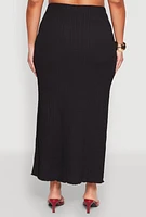 Womens Plus Size Almost Famous Side Slit Maxi Skirt, Black, Size 3X