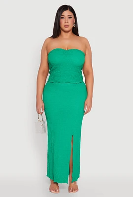 Womens Plus Size Almost Famous Side Slit Maxi Skirt, Green, Size 1X