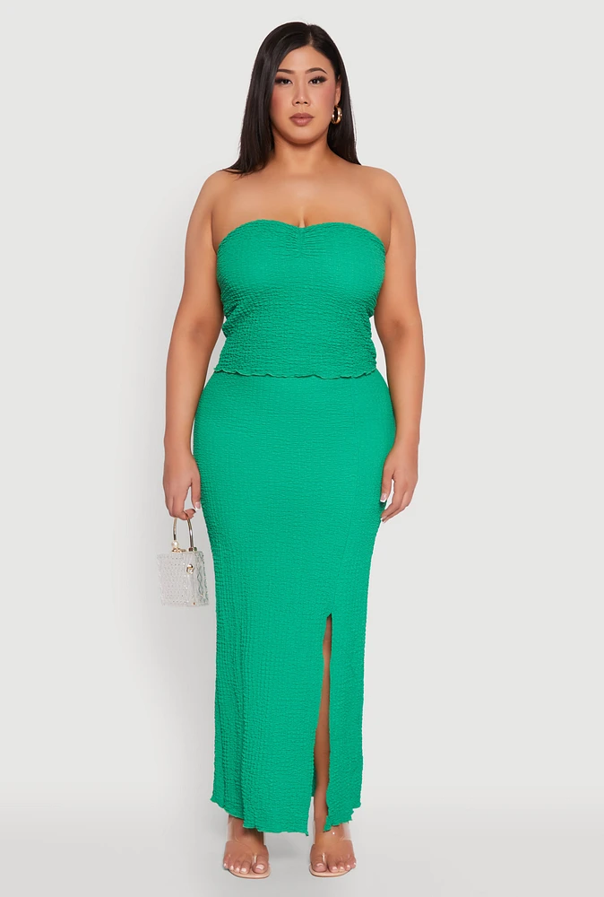 Womens Plus Size Almost Famous Side Slit Maxi Skirt, Green, Size 3X