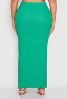 Womens Plus Size Almost Famous Side Slit Maxi Skirt, Green, Size 1X