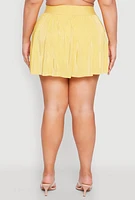 Womens Plus Size Almost Famous Plisse Lined Skater Skirt, Yellow, Size 3X