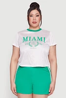 Womens Plus Almost Famous Contrast Trim City Graphic Jersey, White,