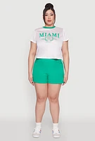Womens Plus Size Almost Famous Contrast Trim City Graphic Jersey, White, Size 1X