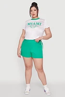Womens Plus Almost Famous Contrast Trim City Graphic Jersey, White,