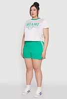 Womens Plus Size Almost Famous Contrast Trim City Graphic Jersey, White, Size 1X