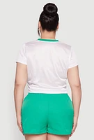 Womens Plus Size Almost Famous Contrast Trim City Graphic Jersey, White, Size 1X