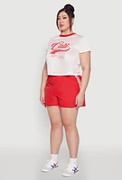 Womens Plus Size Almost Famous Contrast Trim City Graphic Jersey, White, Size 2X