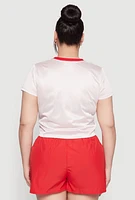 Womens Plus Size Almost Famous Contrast Trim City Graphic Jersey, White, Size 3X