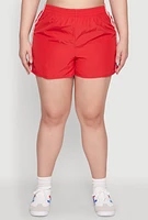 Womens Plus Size Almost Famous Varsity Stripe Shorts, Red, Size 1X