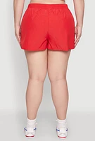 Womens Plus Size Almost Famous Varsity Stripe Shorts, Red, Size 1X