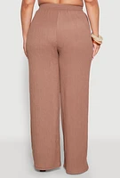 Womens Plus Almost Famous Textured Knit Wide Leg Pants,