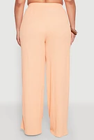 Womens Plus Size Almost Famous Textured Knit Wide Leg Pants, Orange, Size 2X