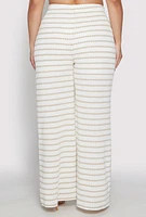 Womens Plus Size Madden Girl Striped Crochet Wide Leg Pants, Khaki, Size 3X